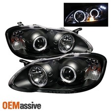 Fits 03-08 Toyota Corolla Dual Halo Projector Led Black Headlights Lamp Pair Set Fits 03-08 Toyota Corolla Dual Halo Projector Led Black Headlights Lamp Pair Set