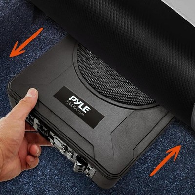 8-In Low-Profile Amplified Subwoofer System 600 Watt Compact Enclosed Car Audio