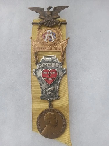 1916 KANSAS CITY MO. GAR CIVIL WAR VETERAN GRAND ARMY REPUBLIC MEDAL W/ RIBBON