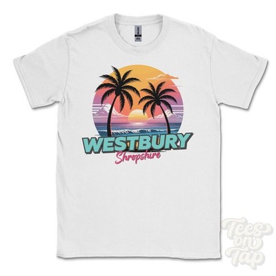 WESTBURY SHROPSHIRE T-SHIRT - Retro Miami Style lustig UK Sommer Parodie
