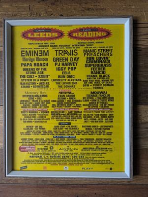 Leeds & Reading Festival 2001 Line-Up Framed Original NME Page Ideal Gift