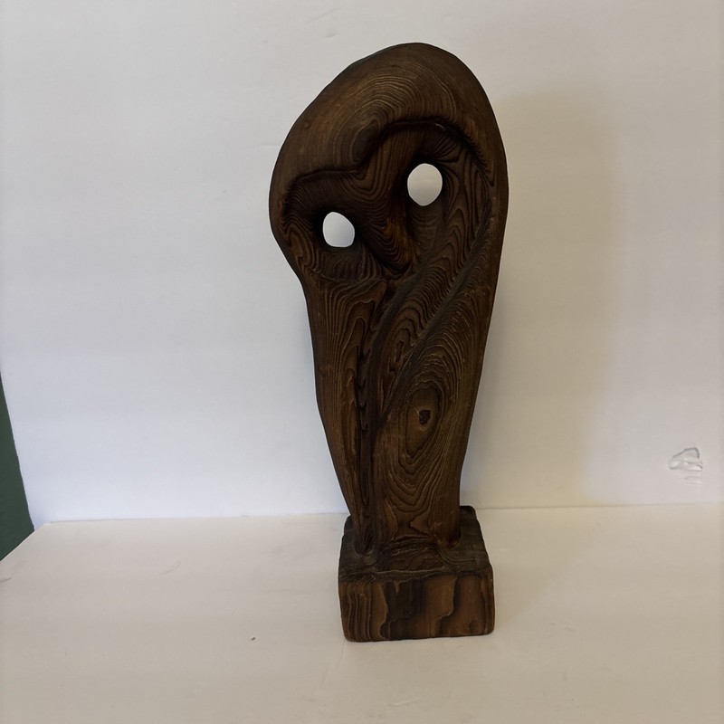Vintage Authentic MCM Witco Wood Carved Owl Brutalist Figurine