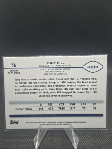 2024 Topps Chrome Football - Tony Hill Prism Refractor Cowboys - Picture 2 of 2