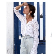 Rails white long sleeve button down with star...
