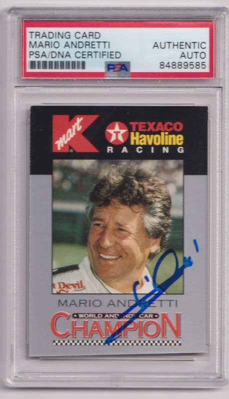 MARIO ANDRETTI 1994 K-Mart Signed AUTO Card PSA DNA Certified F1 Indy Racing