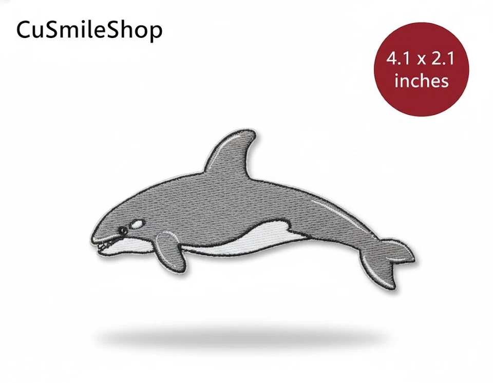 Small Orca Killer Whale Embroidered Patch Ocean Marine Life Theme Multi-Color - Image 3 of 4