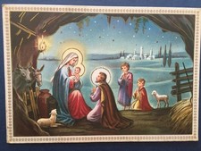 10807 Cartolina Tematica Buon Natale Presepe Natività e Bimbi 1969