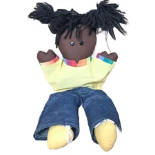 Vintage Treehuggers Black Girl Hand Puppet Plush Doll Stuffed Toy Pretend Play