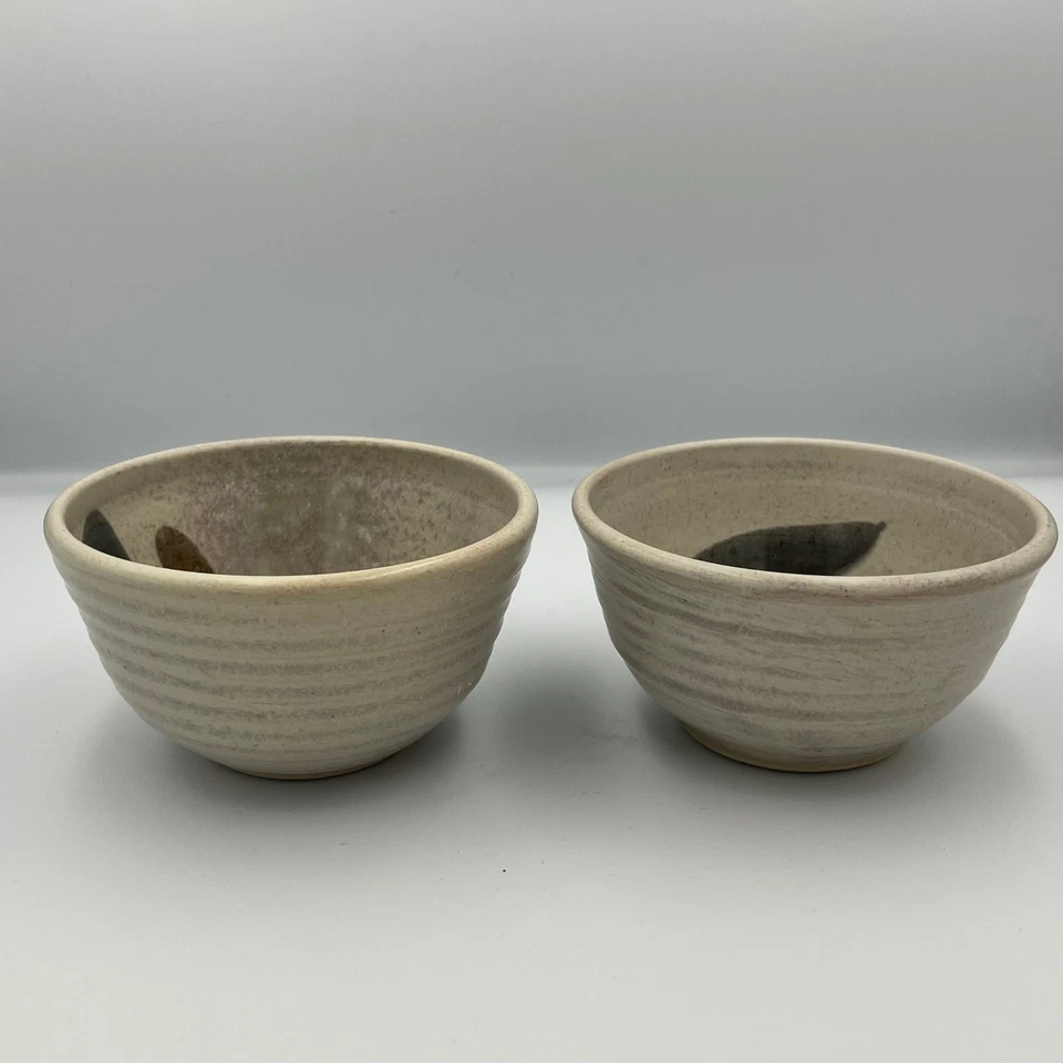 Juego de 2 cuencos de cerámica artesanales de cerámica rústica Foto 2 de 4