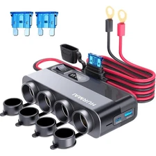 12V Socket Power Outlet, 10FT Cable 24V 216W Multi Port Outlet, 12 Volt Car C...