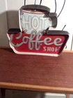 RUSTIC VINTAGE STYLE HOT COFFEE SHOP TIN METAL LIGHT-UP SIGN W/ 8 LIGHTS