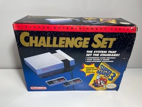 Nintendo NES Challenge Set Complete Console Cables Mario 3 Game Box Tested Works