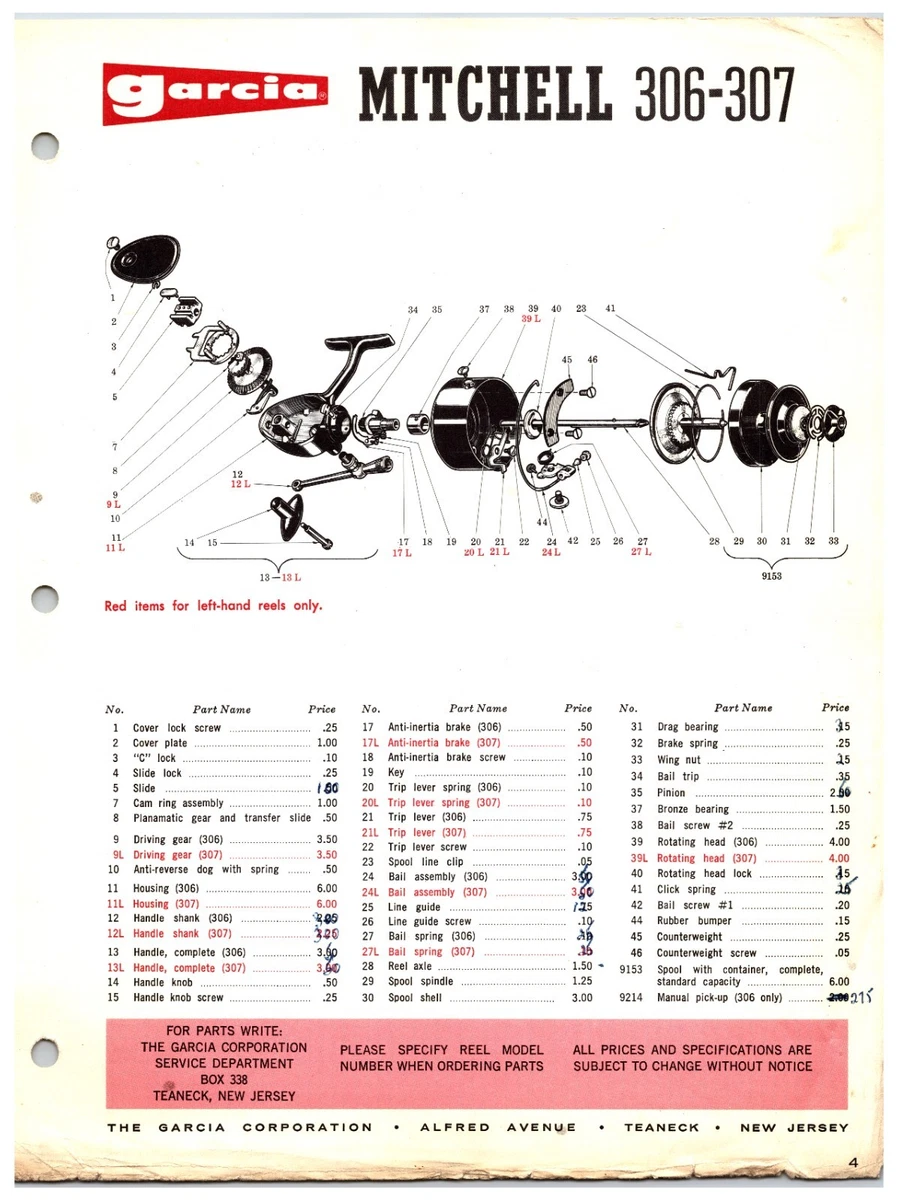 Pièce Mitchell / Mitchell reel parts Référence 82590 - DE