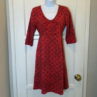 Toad & Co Athleisure Dress M Organic Cotton Rosalinda Cranberry Patchwork Active