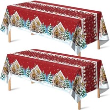 Christmas Party Decorations Snowman Plastic Tablecloth for Red Green White