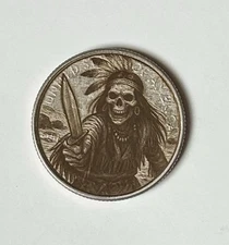 hobo nickel Love Token Engraved Coin Folk Art - Skeleton Indian