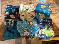Lot Of 6Cloth Pocket Diapers With Bamboo Cotton Blend Inserts