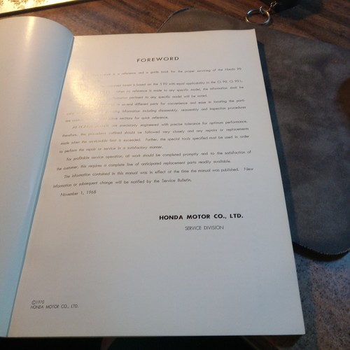 Honda S90 Motorcycle Factiry Shop Manual Honda Corp. Ct90 1970 Original - Picture 3 of 8