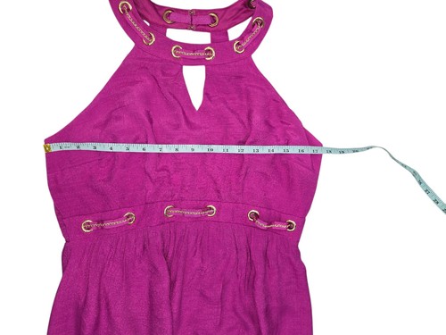 Nuevo sin etiquetas Vestido Para Mujer Thalia Sodi Estilo Halter Midi Violeta Ciruela/Rosa Talla M - Imagen 11 de 14