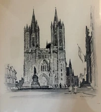 Cathedral Coutances Normandy France Gothic By T. Kativky - Framed Print 20 X 16