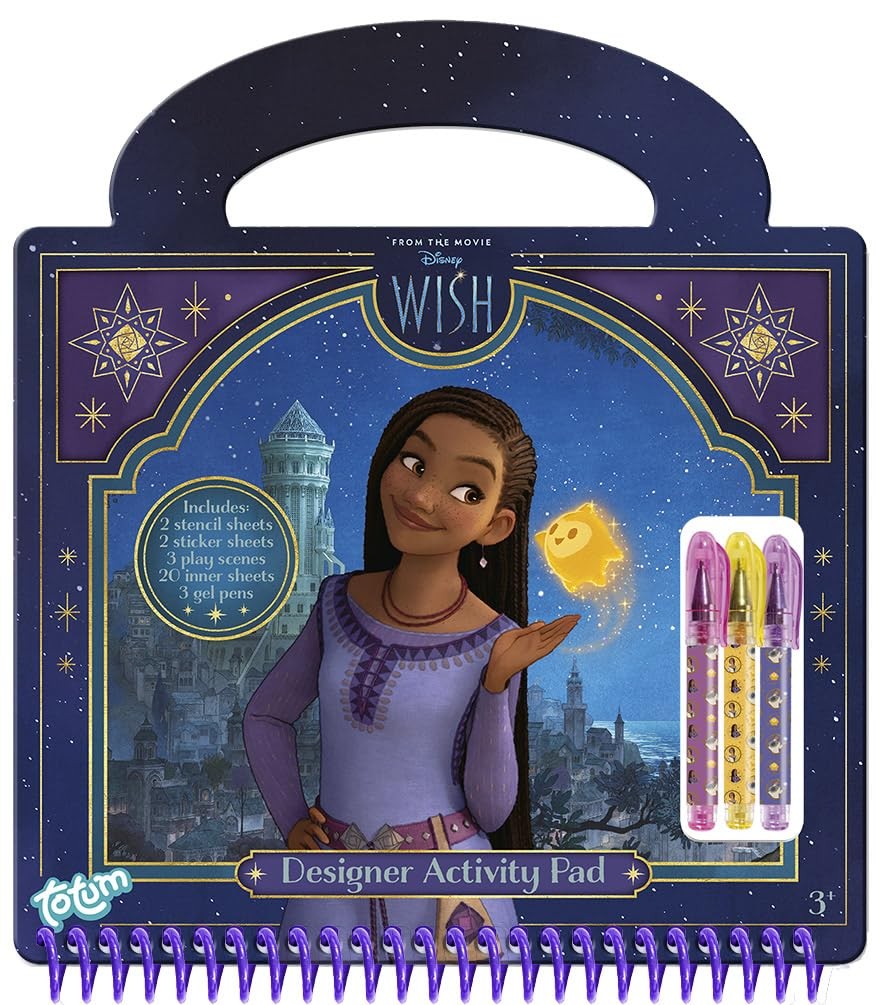 Totum Disney Wish Designer Activity, Craft or Art Book with Gel Pens, Stencils a