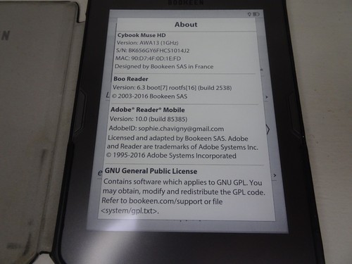 Bookeen Cybook Muse HD 6" E-Ink eReader 8GB Wi-Fi – Works Great - Picture 7 of 9