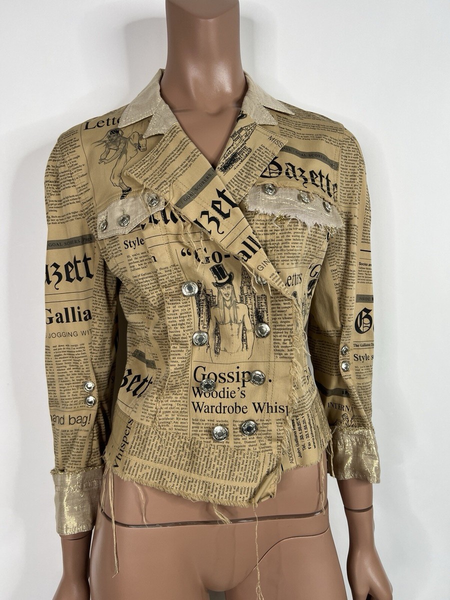 Vtg John Galliano Tan SS2005 Gazette Print Jacket S 38 | eBay Vtg John Galliano Tan SS2005 Gazette Print Jacket S 38 | eBay