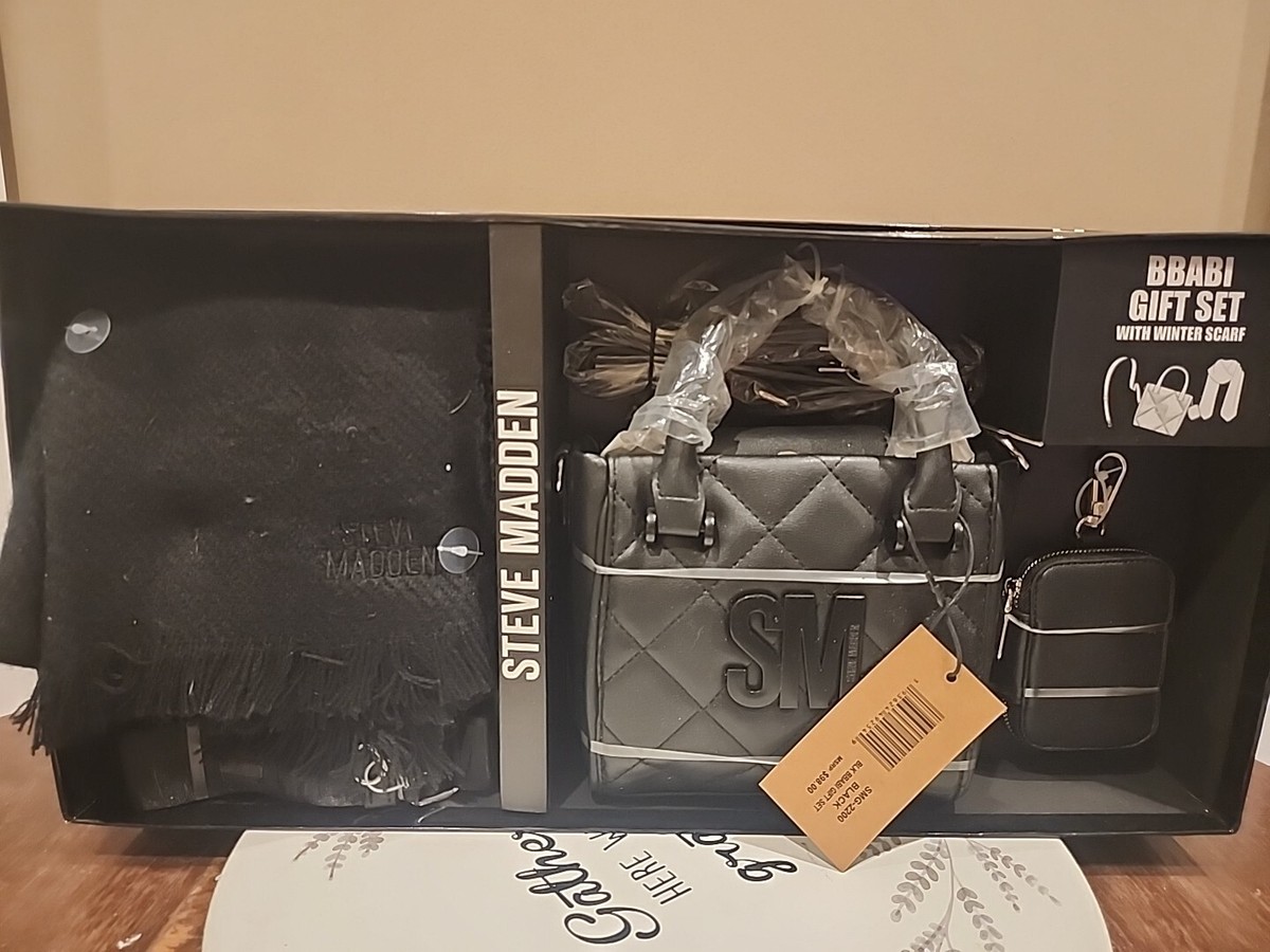 NWT Steve Madden BBabi Gift Set Black Crossbody Bag W Guitar Strap