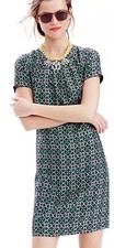 New J.CREW Swoop Medallion Dress Silk Blue Green Latticework Sz 6 #A3921 $178