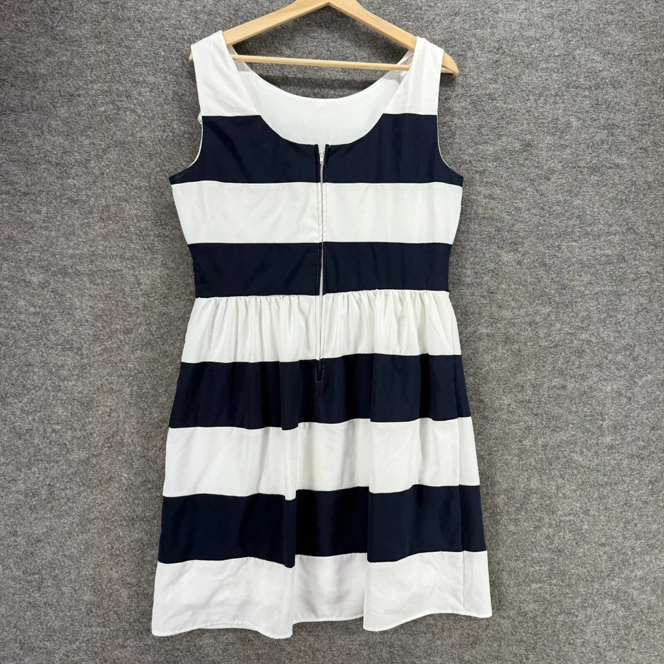 Vestido Dressbarn Mujer 12 Blanco Rayas Funda Midi Cremallera Sin Mangas Informal Foto 2 de 4