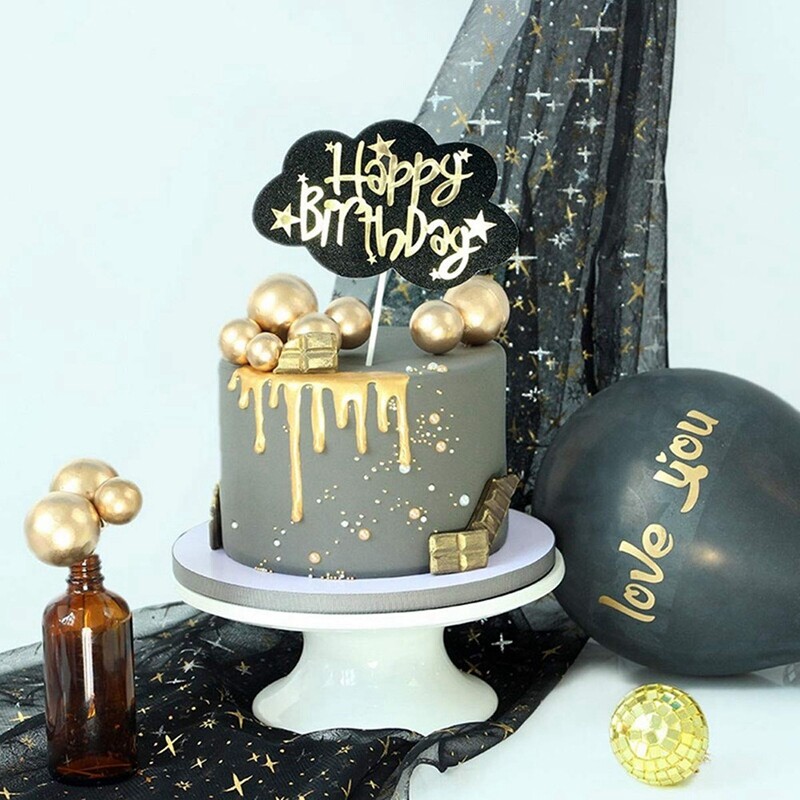 40 StüCke Kuchendeckel Gold Ball Cupcake Topper Kuchendekorationen für