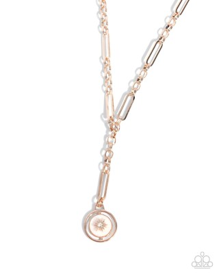 Paparazzi Falling For A Shooting Star - Rose Gold - 3D Star - White Rhinestone -