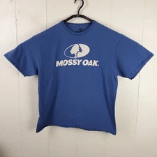 Mossy Oak Shirt Mens Extra Large Blue Crew Neck Short Sleeve Graphic Stretch