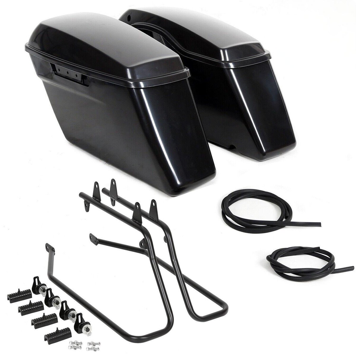 For Harley Softail Fatboy Hard Saddlebag Saddle Bags Black