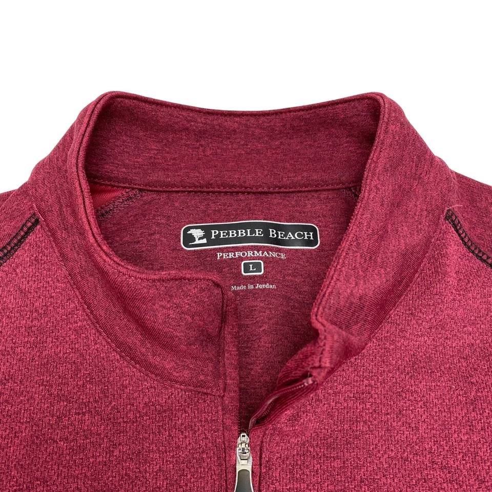 Pebble Beach Performance Hombres L Golf Pullover Cuarto 1/4 Cremallera Sudadera Roja Foto 2 de 4