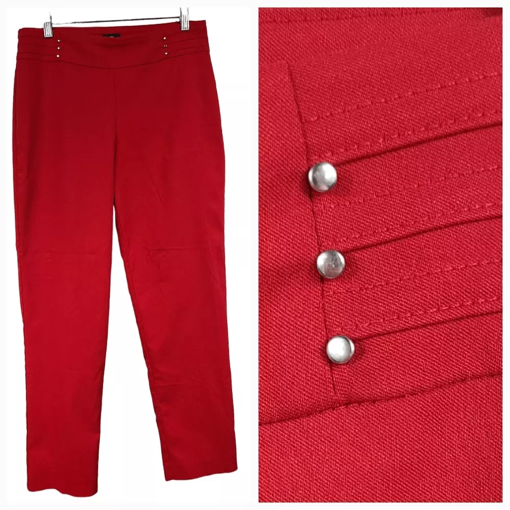 Macy's JM Collection Real Red Studded Pull-On Tummy Control Pants