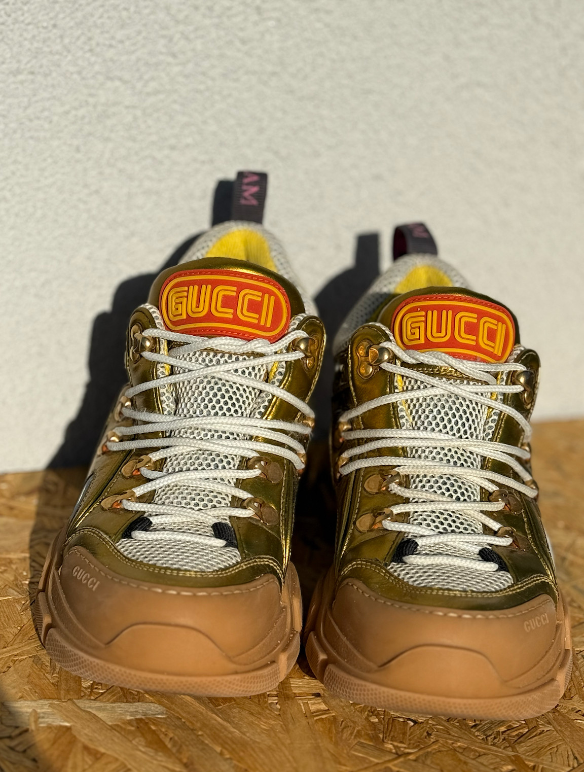 Authentic GUCCI Gold Flashtrek Leather Sneakers Womens EU 39 UK 6 RRP£1590 MINT image 4