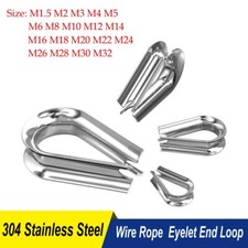 304 Stainless Steel Wire Rope Cable Thimble Eye Eyelet End Loop 1.5mm 2mm-32mm