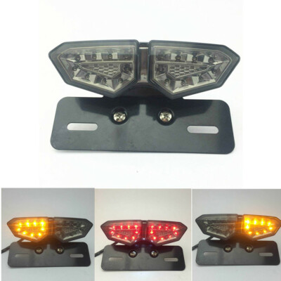 Motorcycle LED Twin Dual Tail Turn Signal Brake License Plate Integrated Light E - Foto 3