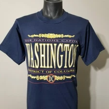 Vintage 90s Washington D.C. Our Nations Capital T-Shirt L Blue Usa Screen Stars