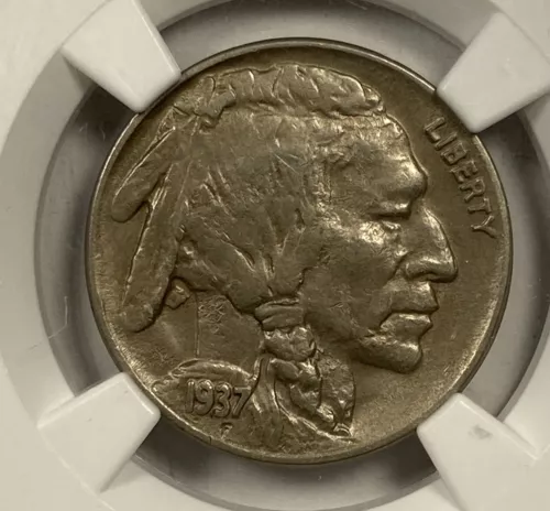 1937-D 5c Buffalo Nickel. 3Leg. NGC AU55.