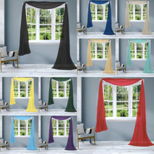 1PC INDOOR/OUTDOOR VERSATIL SCARF VALANCE CURTAIN TOPPER SOLID SHEER 37" X 216"