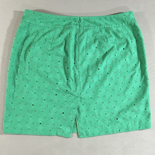 Talbots Skirt Women 16 Kelly Green Preppy Eyelet Floral Boho Casual Knee Length - Picture 2 of 9