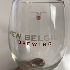 New Belgium Brewing Belgian Tulip Beer Glass White Logo .47L
