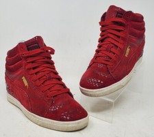 Zapatillas altas Puma cuña oculta paracaídas para mujer talla 5,5 gamuza roja