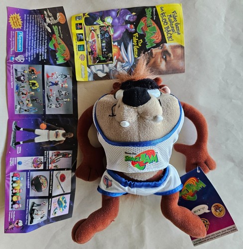 Peluche jouet vintage 1996 Looney Tunes Taz Space Jam (Michael Jordan) poupée 8" - Photo 1/8