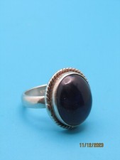 Sterling Silver 925 Oval Black Onyx Band Ring Size 8 NC76