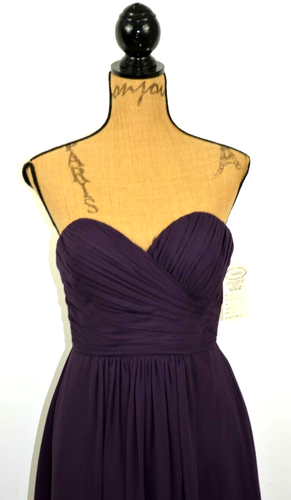 Bill Levkoff Purple Plum Fit Flare Strapless Padded Cocktail Chiffon Dress, 10 - Picture 8 of 13