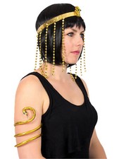Cleopatra Egyptian Asp Headband Bracelet Gold 2pc Halloween Women Costume Acc...