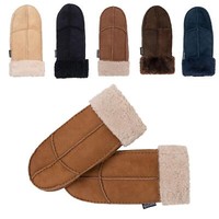 Nordvek Womens Sheepskin Mittens Gloves Fur Trim Leather Ladies - 308-100